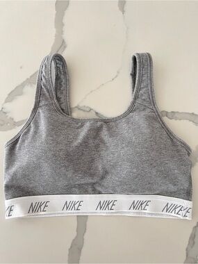 NEW w/o tags Nike Grey Heather Sports Bra with White Logo Band ladies medium M